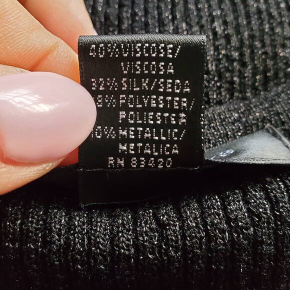 August Silk Knits Silk Blend Beaded Collar Black Sweater M - Picture 6 of 6